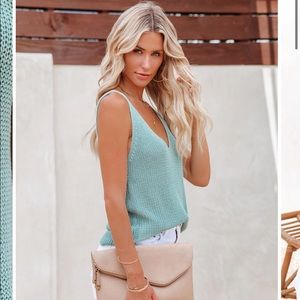 Vici Mint Green Knit V-Neck Tank